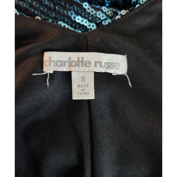 Charlotte Russe Sequin Ombré Mini Dress Sleeveless Blue/Black Rayon - Picture 3 of 4